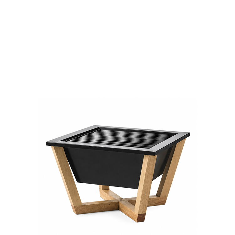 Wood Frame Square Charcoal Grill