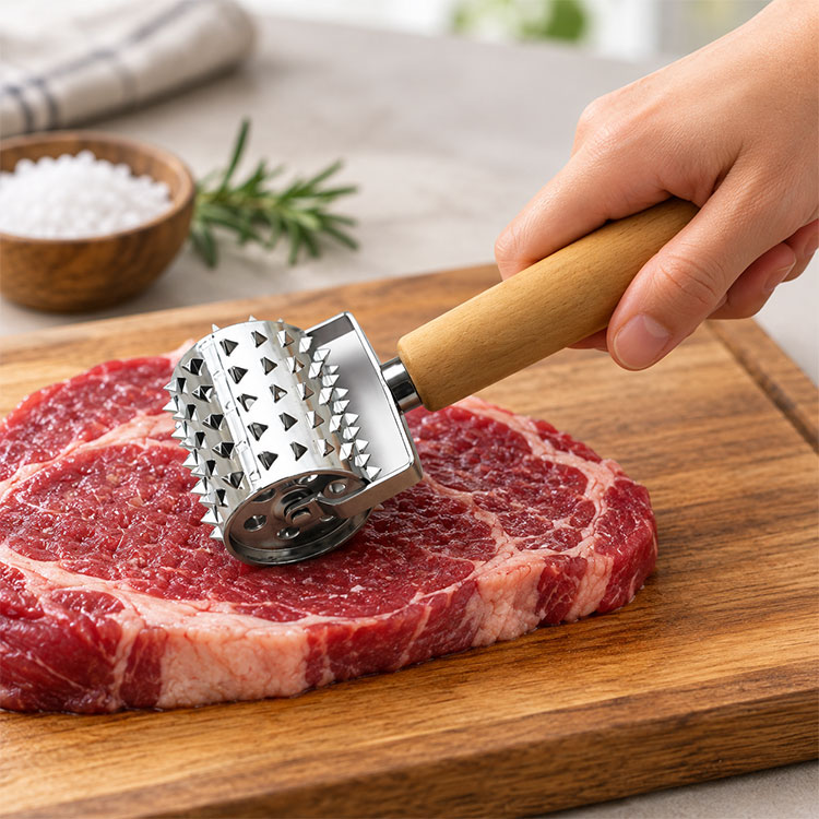 Wood Handle Meat Tenderizer Roller